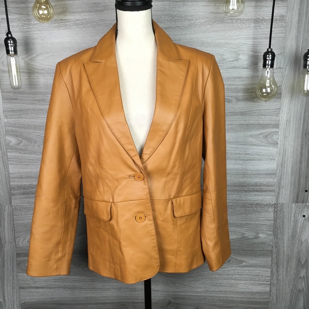 Bagatelle Burnt Tan Leather Blazer Size 12